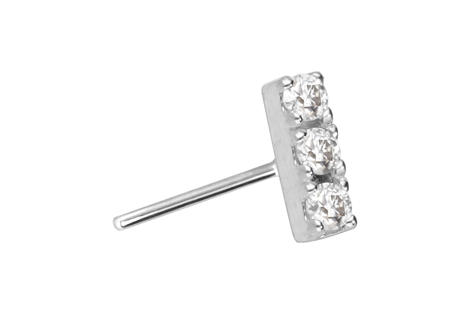 14 Karat Gold Aufsatz mit Titan Push Pin MOISSANIT-BALKEN von Piercingline